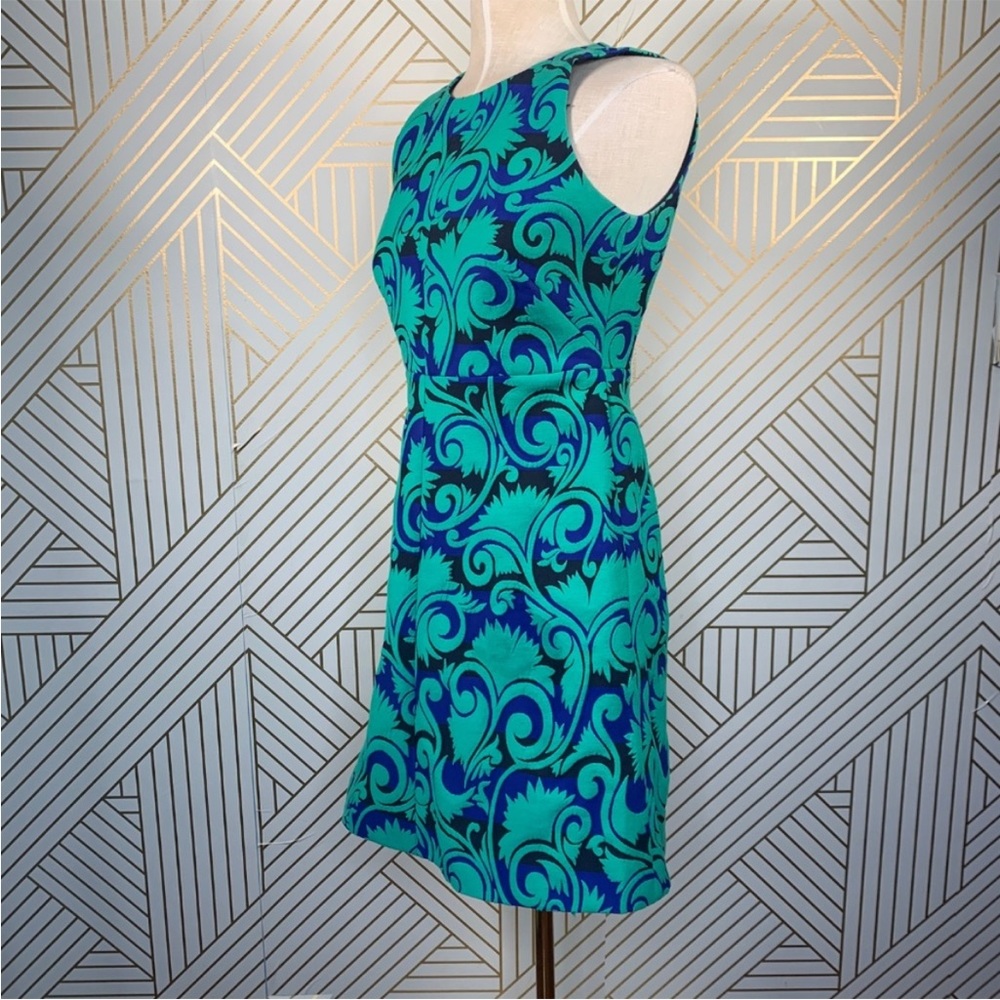 J. Crew Vineyard Jacquard A-Line Dress Sz 0 Green
